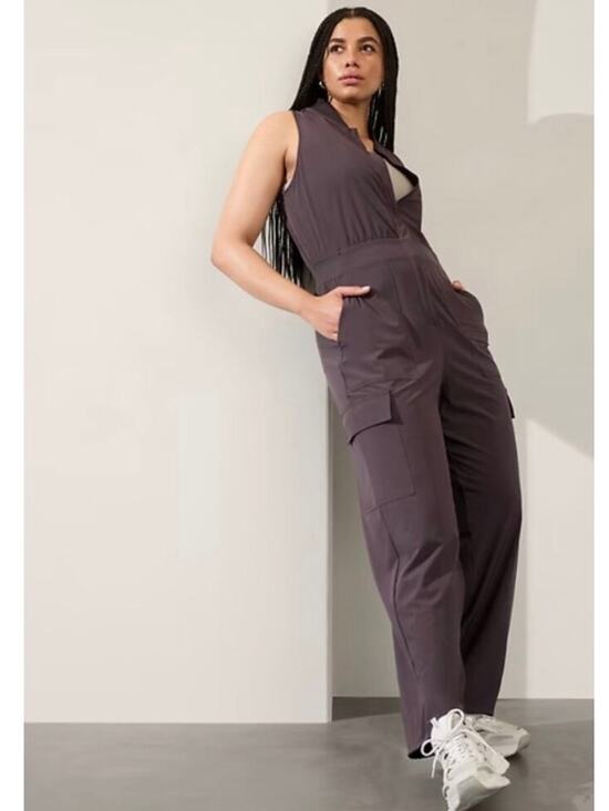 Athleta Pants - Athleta Brown Sleeveless Jumpsuit Womens Size 10 Activewear Sporty